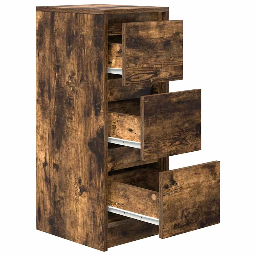 Buffet chêne fumé 29,5x34x76 cm bois d'ingénierie - 5