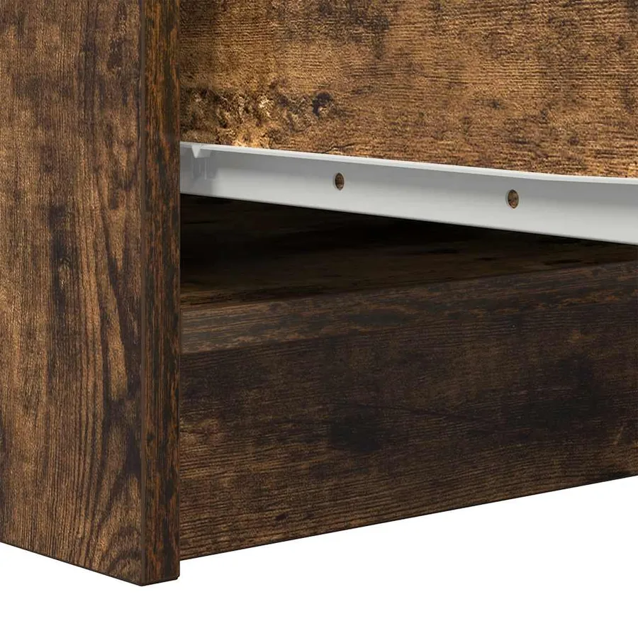 Buffet chêne fumé 29,5x34x76 cm bois d'ingénierie - 9