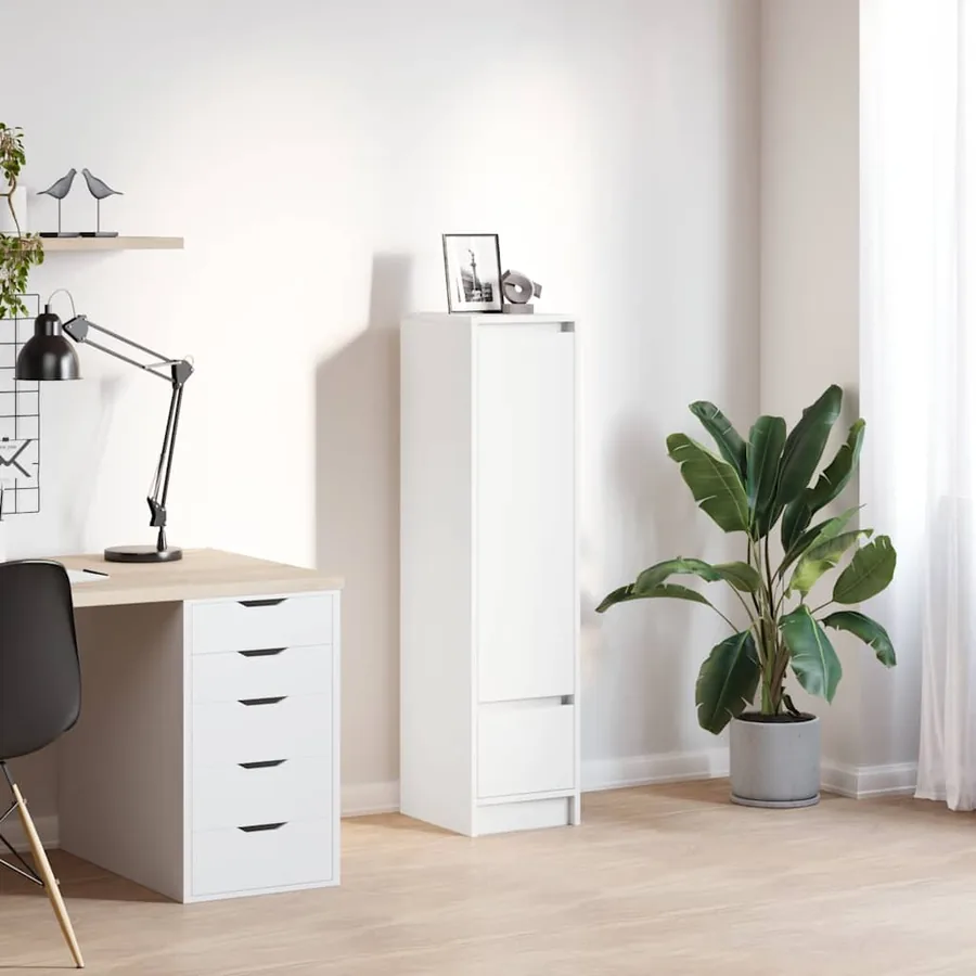 Buffet haut blanc 29,5x34x119,5 cm bois d'ingénierie