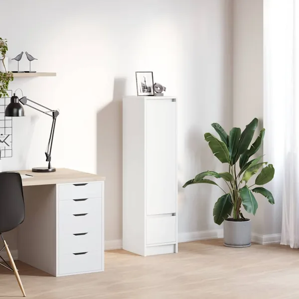 Buffet haut blanc 29,5x34x119,5 cm bois d'ingénierie