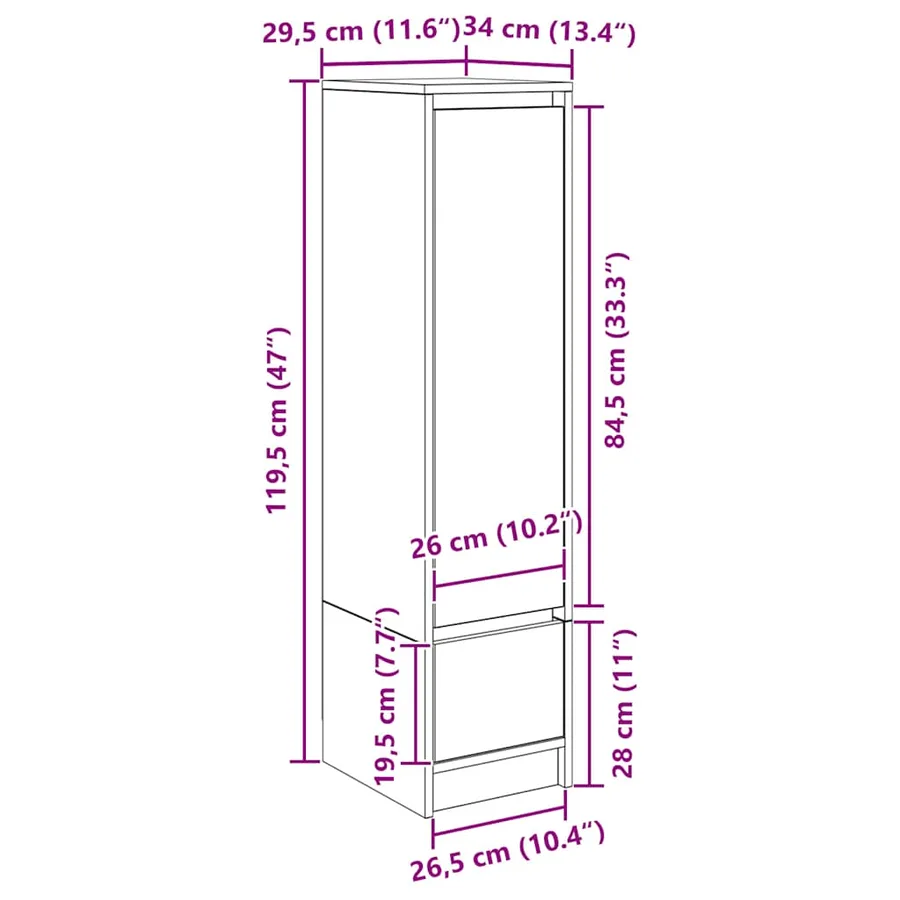Buffet haut blanc 29,5x34x119,5 cm bois d'ingénierie - 14