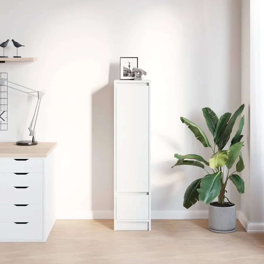 Buffet haut blanc 29,5x34x119,5 cm bois d'ingénierie - 3