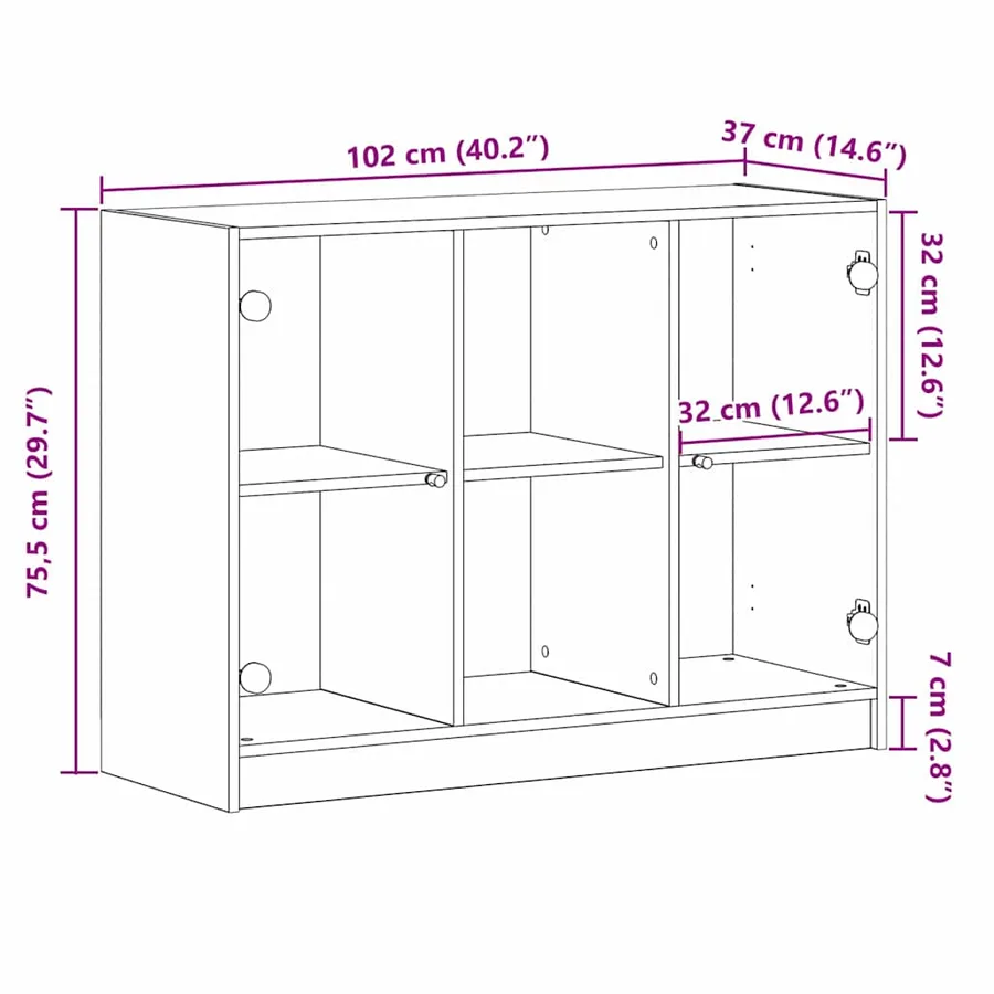 Buffet Chêne noir 100 x 37 x 75.5 cm - 11