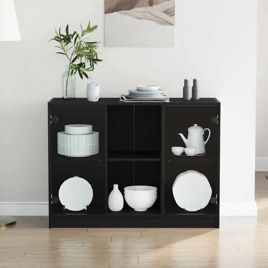 Buffet Chêne noir 100 x 37 x 75.5 cm - 4