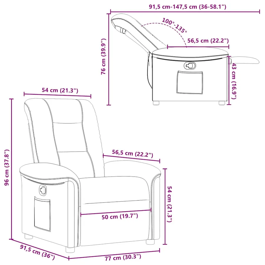 Fauteuil inclinable Noir Tissu - 11