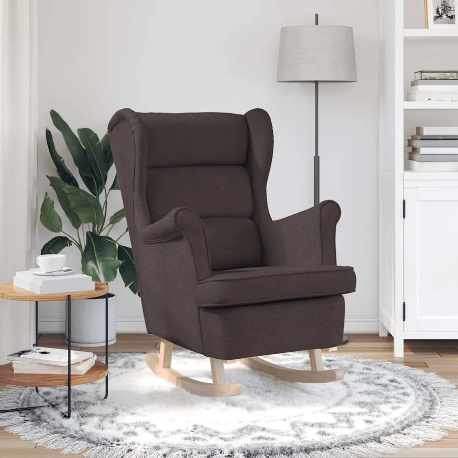 Chaise à bascule marron foncé 74x90x102 cm tissu - 3