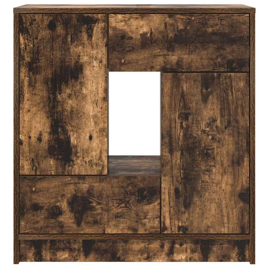 Buffet avec tiroirs et portes chêne fumé 70,5x34x74,5 cm - 6