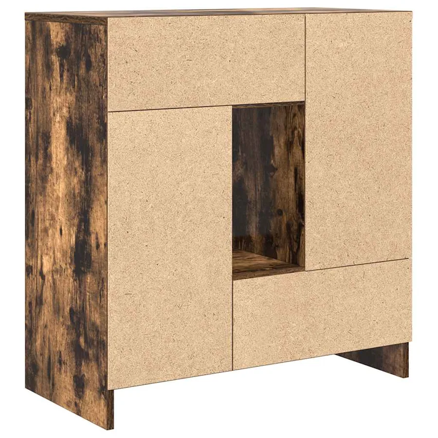 Buffet avec tiroirs et portes chêne fumé 70,5x34x74,5 cm - 8
