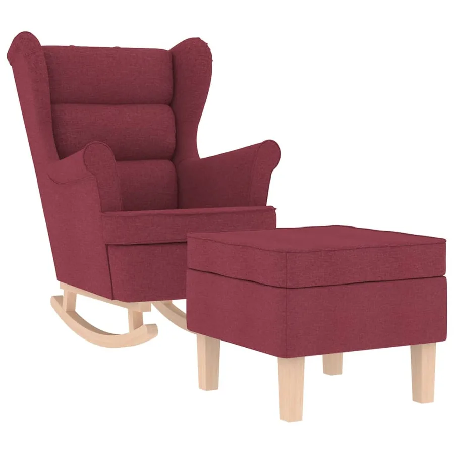 Chaise à bascule avec repose-pied Rouge bordeaux Tissu - 2
