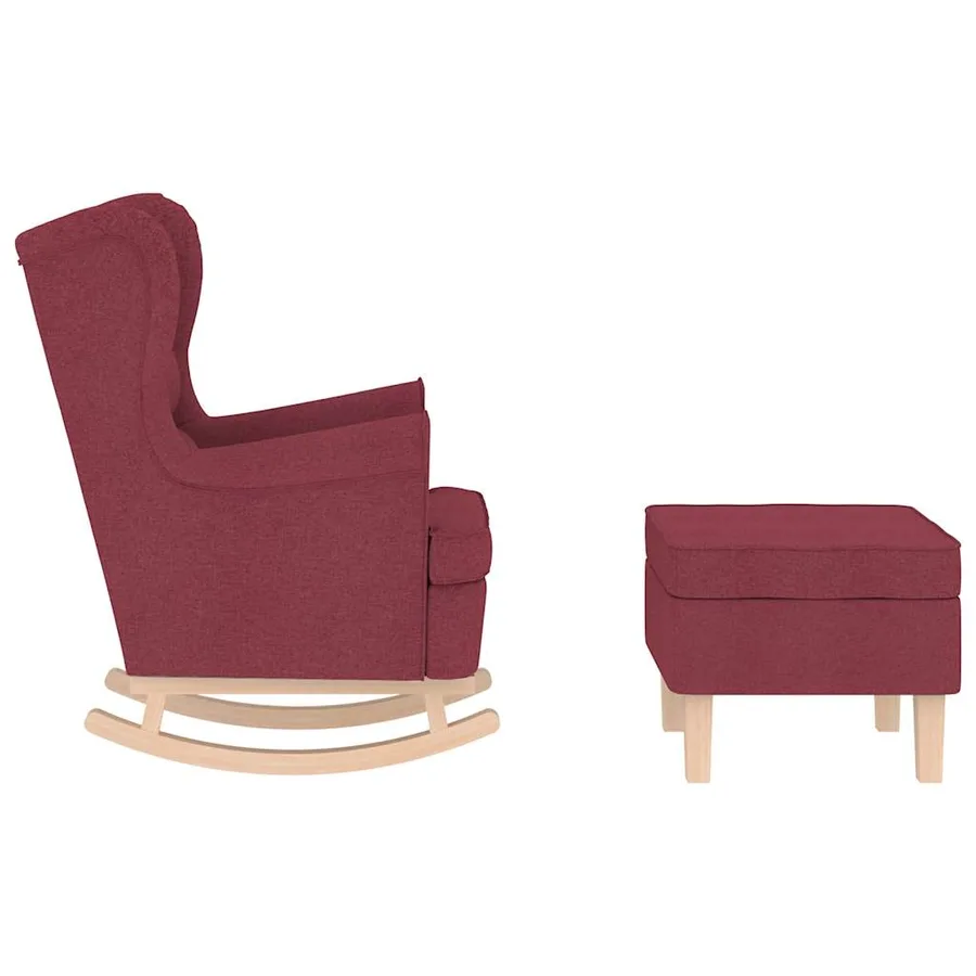 Chaise à bascule avec repose-pied Rouge bordeaux Tissu - 5