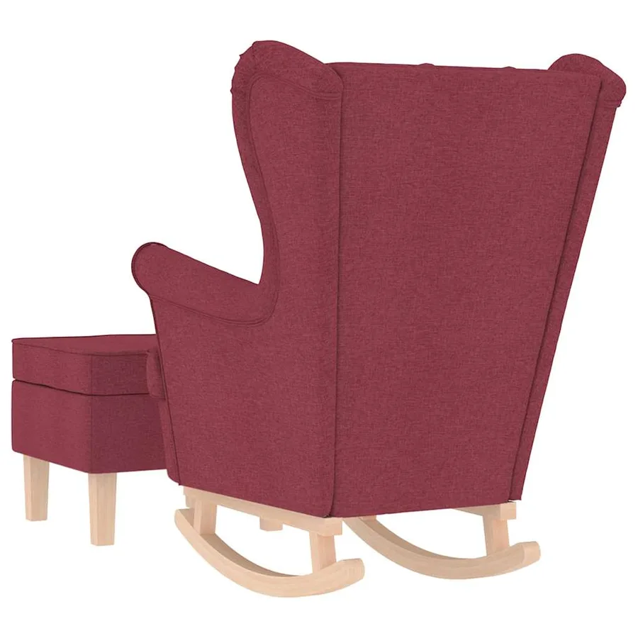 Chaise à bascule avec repose-pied Rouge bordeaux Tissu - 6