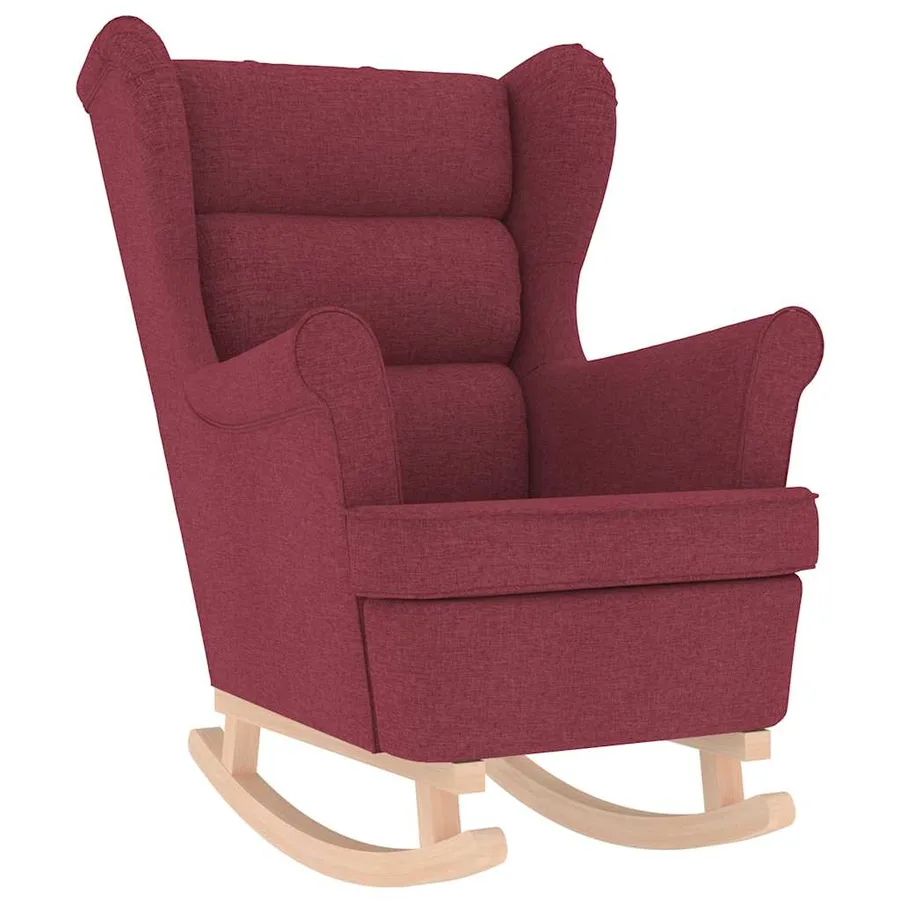 Chaise à bascule avec repose-pied Rouge bordeaux Tissu - 7