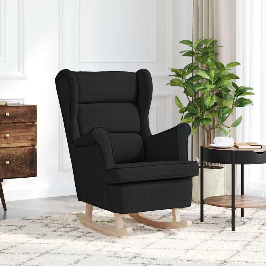 Chaise à bascule noir 74x90x102 cm tissu