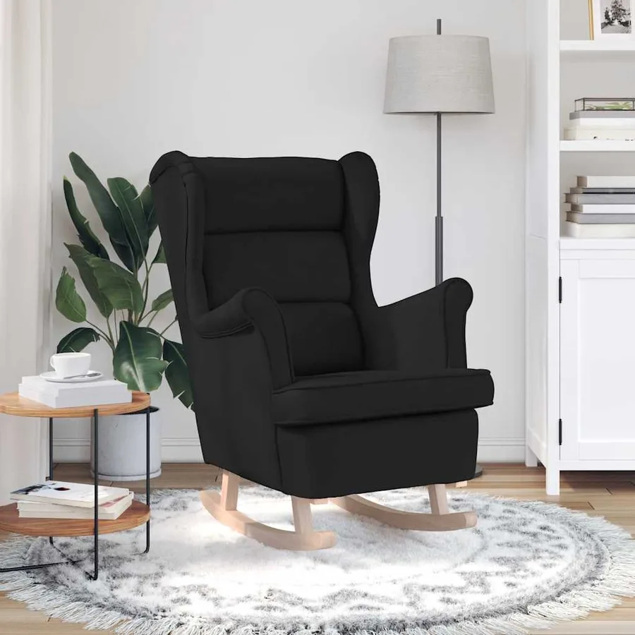 Chaise à bascule noir 74x90x102 cm tissu - 3