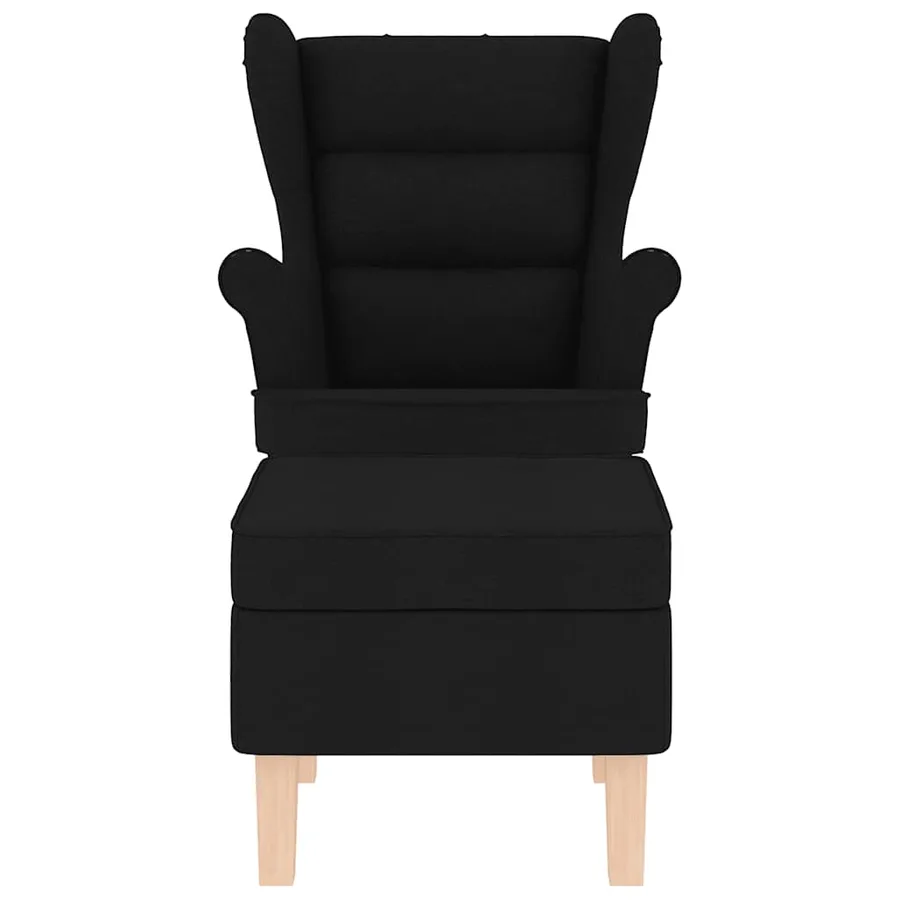 Chaise à bascule avec repose-pied Noir Tissu - 4