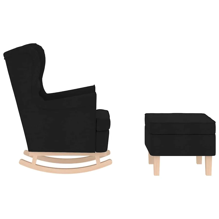 Chaise à bascule avec repose-pied Noir Tissu - 5