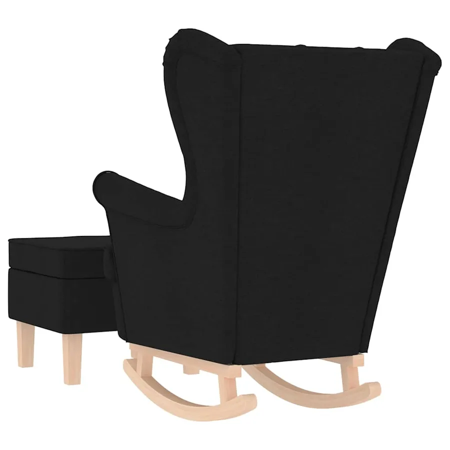 Chaise à bascule avec repose-pied Noir Tissu - 6