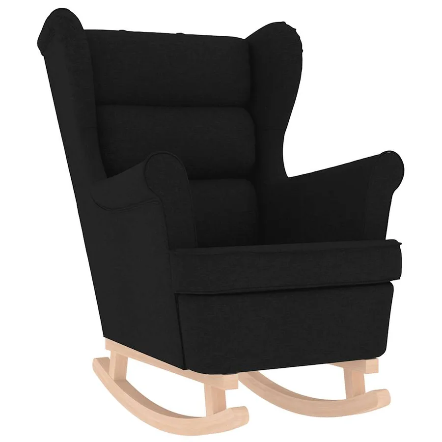 Chaise à bascule avec repose-pied Noir Tissu - 7