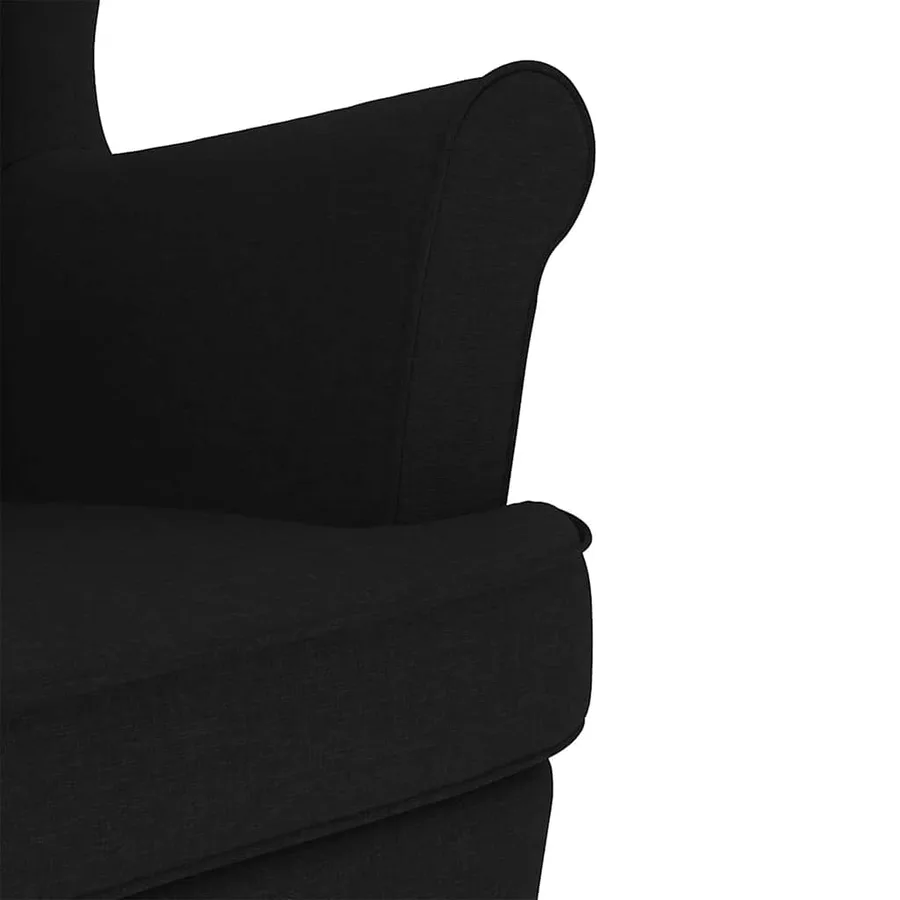 Chaise à bascule avec repose-pied Noir Tissu - 9