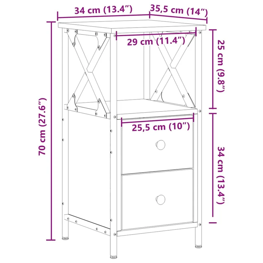 Table de chevet vieux bois 34x35,5x70 cm bois d'ingénierie - 10