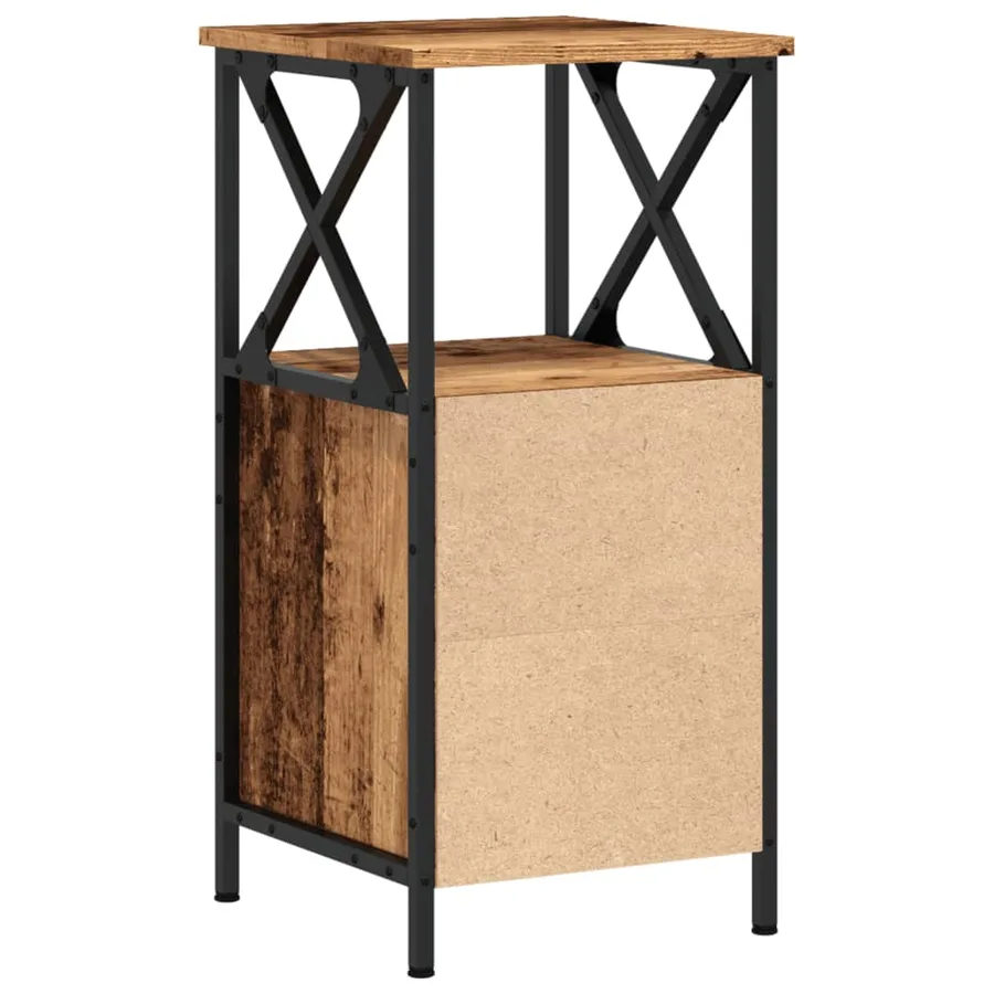 Table de chevet vieux bois 34x35,5x70 cm bois d'ingénierie - 5
