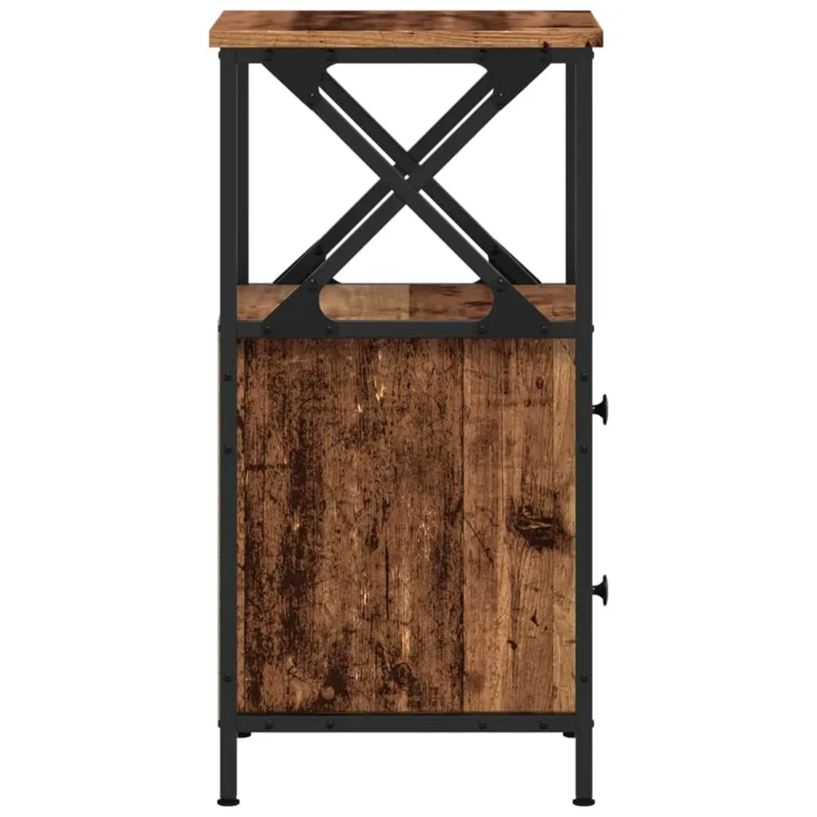 Table de chevet vieux bois 34x35,5x70 cm bois d'ingénierie - 6