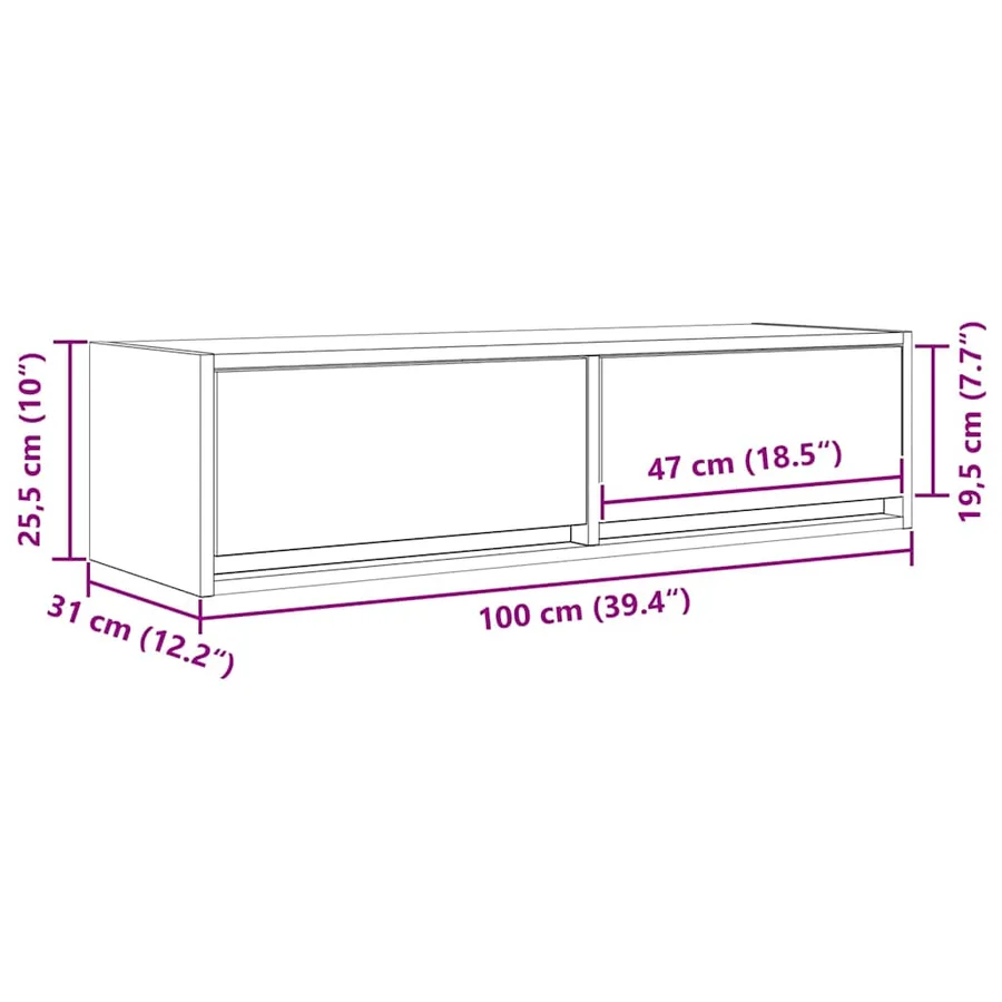 Meuble TV Chêne sonoma 100 x 31 x 25,5 cm Bois d'ingénierie - 14