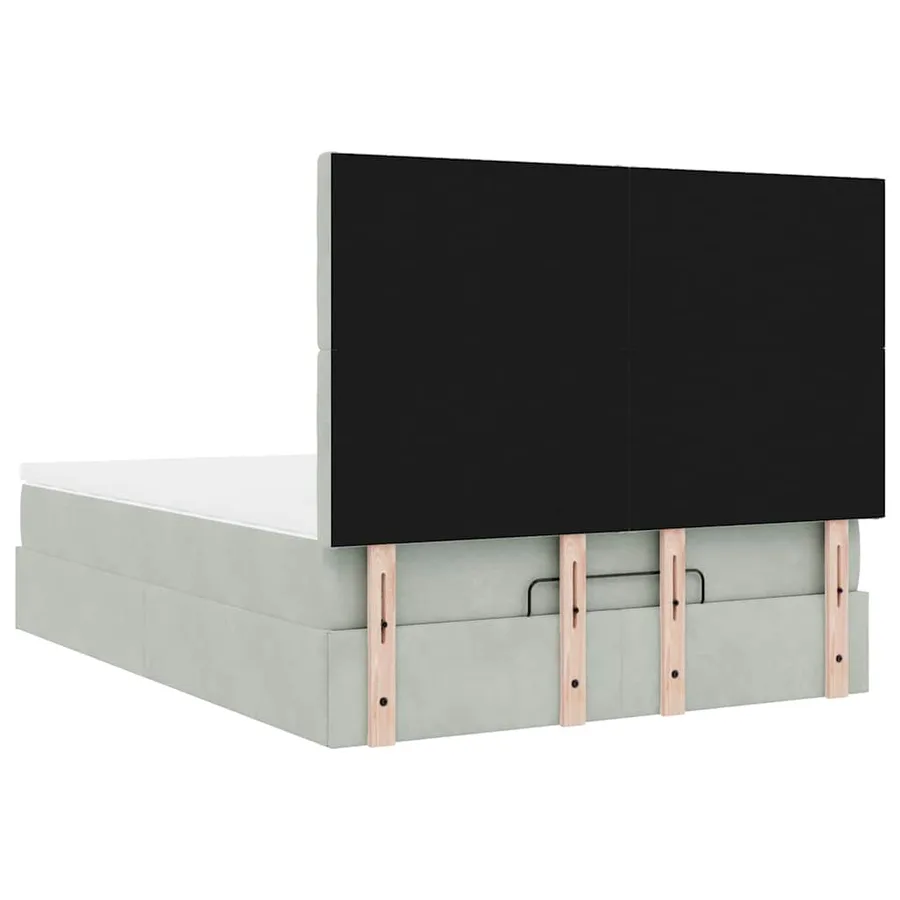 Cadre de lit ottoman avec matelas gris clair 140x200 cm velours - 10