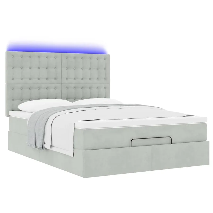 Cadre de lit ottoman avec matelas gris clair 140x200 cm velours - 6