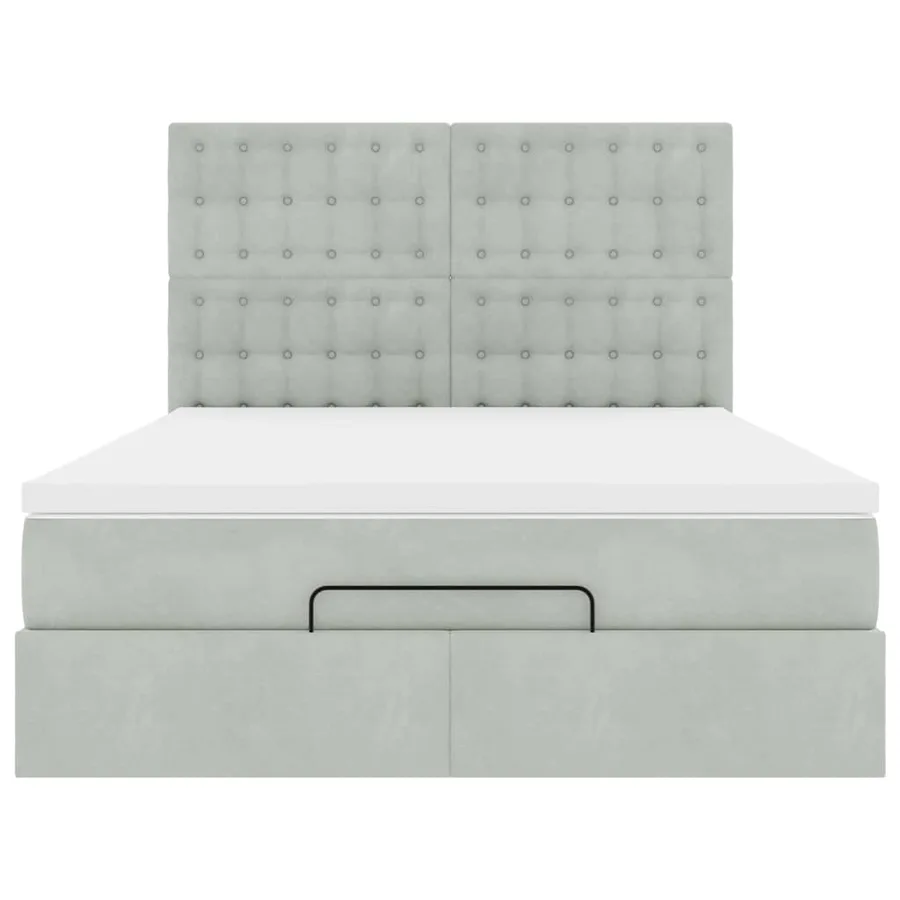 Cadre de lit ottoman avec matelas gris clair 140x200 cm velours - 8