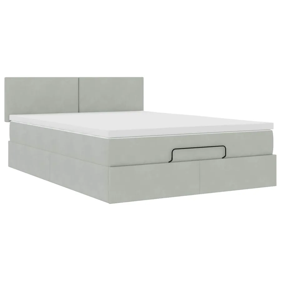 Cadre de lit ottoman avec matelas gris clair 140x200 cm velours - 6