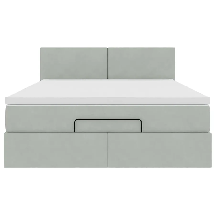 Cadre de lit ottoman avec matelas gris clair 140x200 cm velours - 7