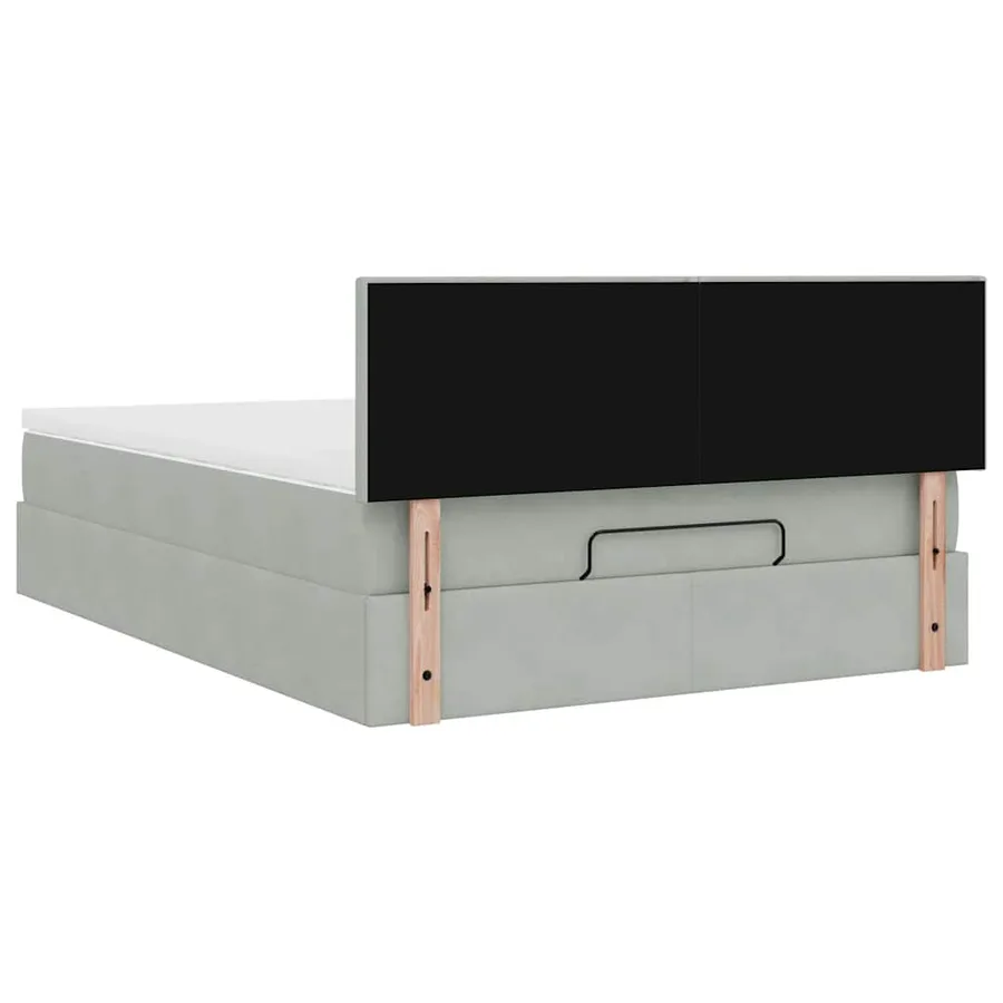 Cadre de lit ottoman avec matelas gris clair 140x200 cm velours - 9