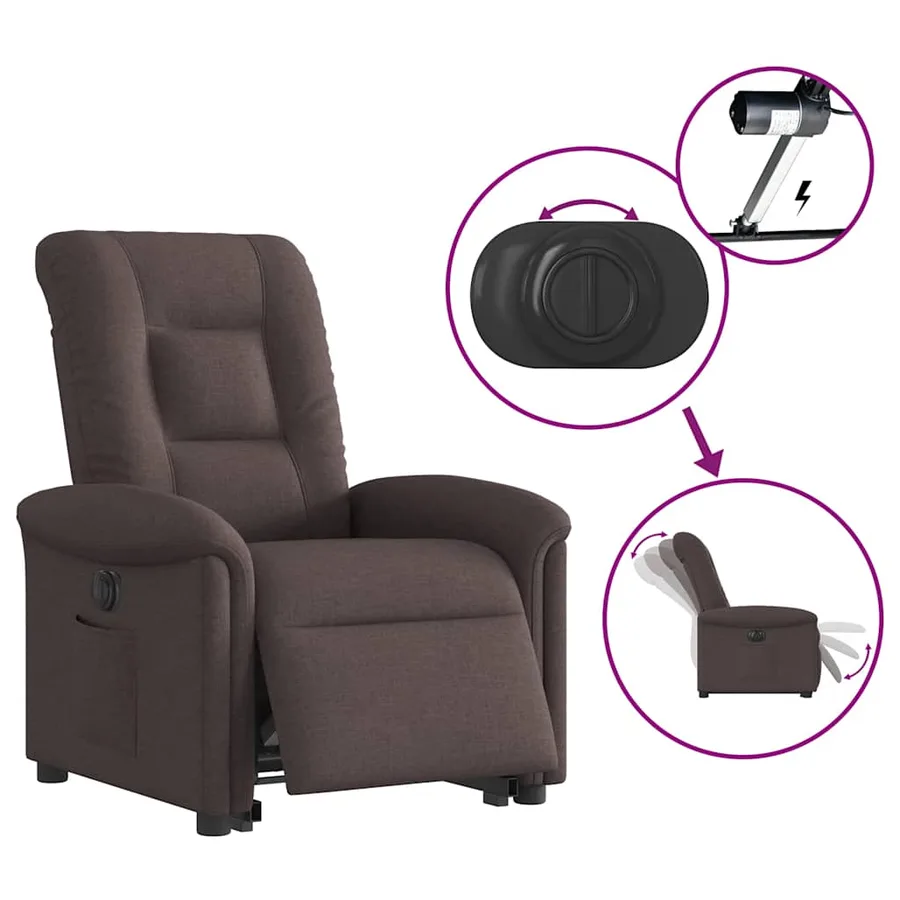 Fauteuil inclinable électrique marron foncé tissu - 10