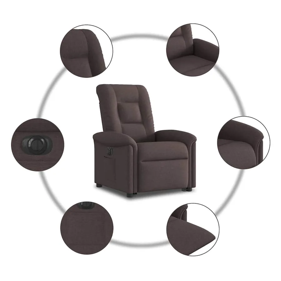 Fauteuil inclinable électrique marron foncé tissu - 11