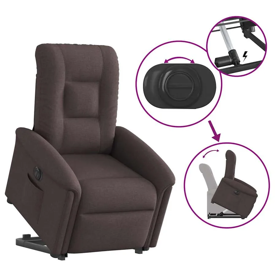 Fauteuil inclinable électrique marron foncé tissu - 9