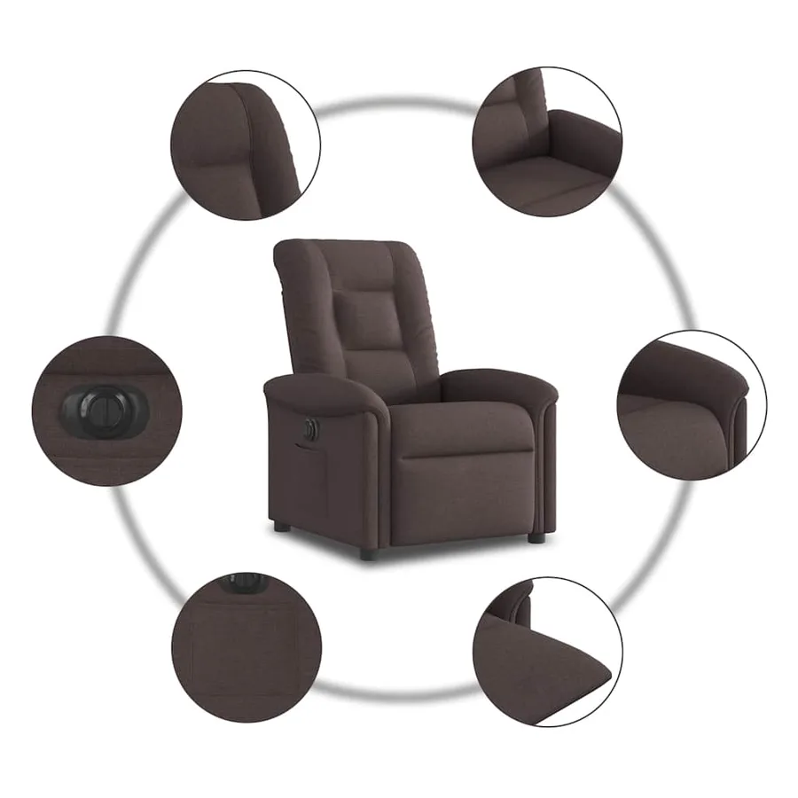 Fauteuil inclinable électrique Marron foncé Tissu - 10