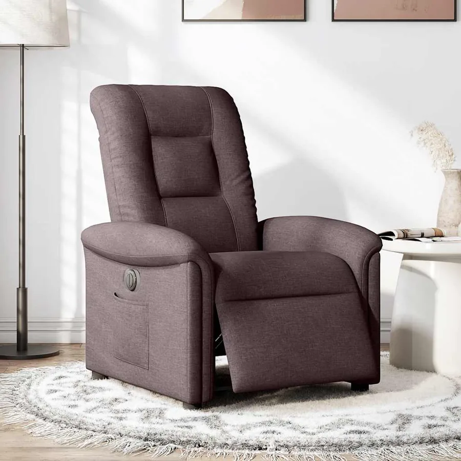 Fauteuil inclinable électrique Marron foncé Tissu - 2