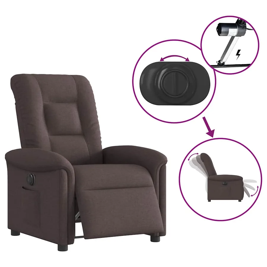 Fauteuil inclinable électrique Marron foncé Tissu - 9