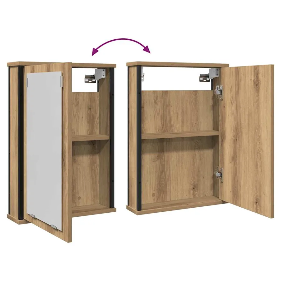 Armoire à miroir de salle de bain chêne artisanal 42x12x60 cm - 7