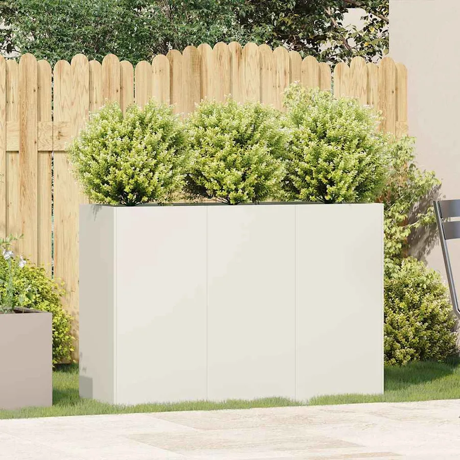 Jardinière blanc 120x40x80 cm acier laminé à froid - 3