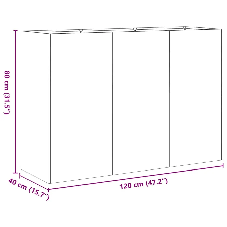 Jardinière blanc 120x40x80 cm acier laminé à froid - 9
