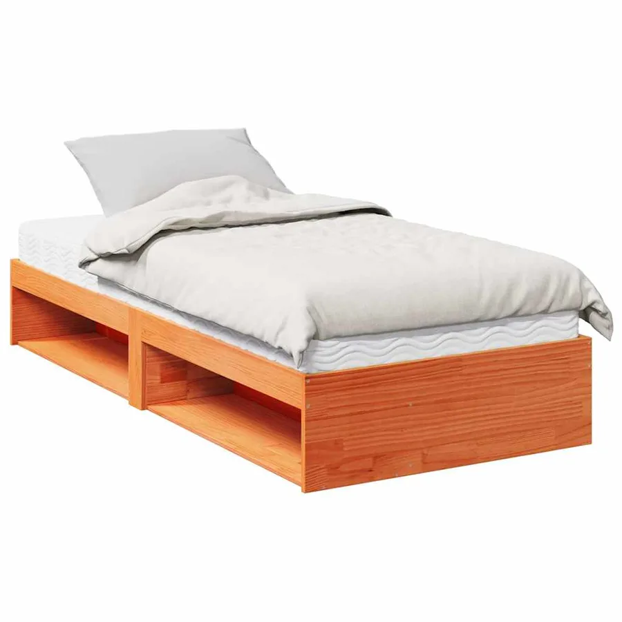Lit de jour avec matelas cire marron 90x190 cm bois pin massif - 2