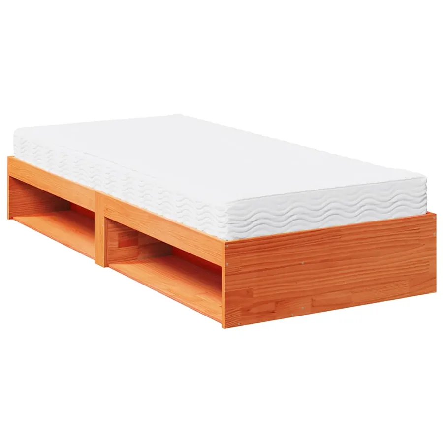 Lit de jour avec matelas cire marron 90x190 cm bois pin massif - 5