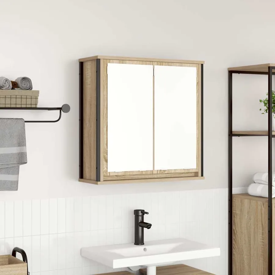 Armoire murale de salle de bain miroir chêne sonoma 60x21x60 cm