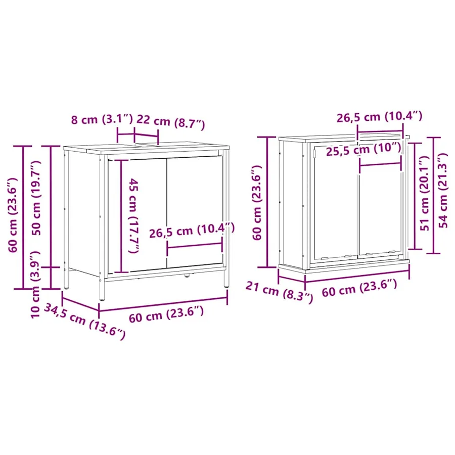 Ensemble de meubles de salle de bain 2 pcs en bois d'ingénierie chêne Sonoma - 10