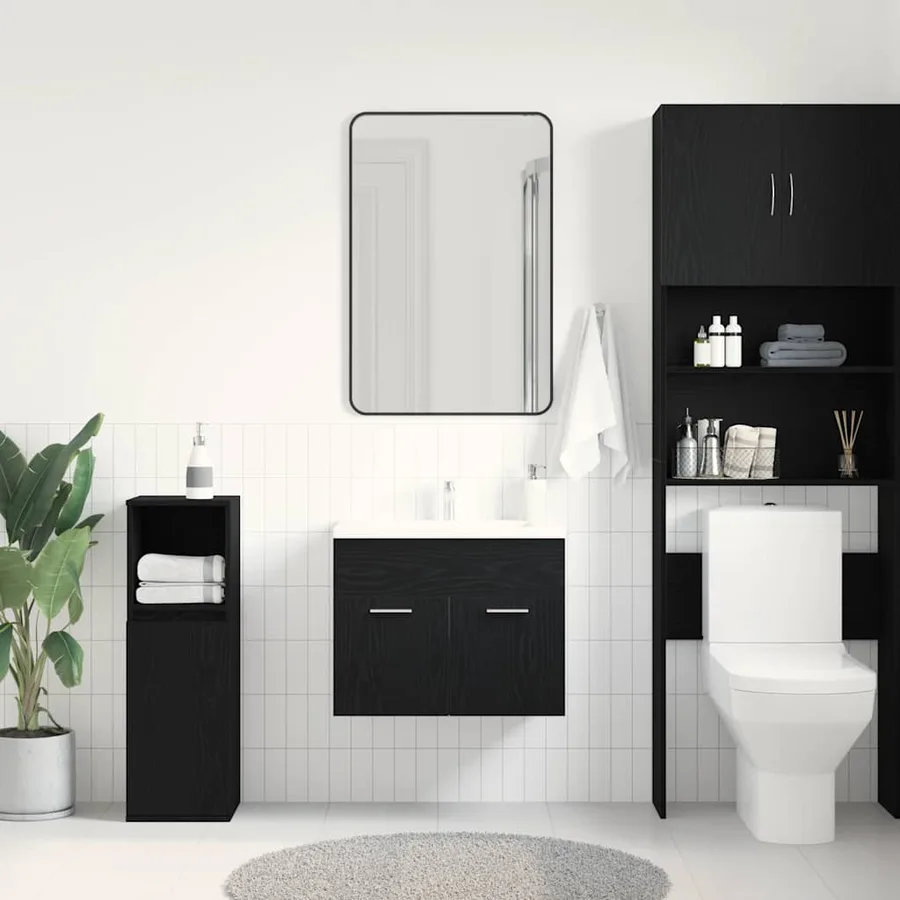 Meuble sous-vasque de salle de bain en chêne noir 60 x 38,5 x 46 cm bois d'ingénierie - 3