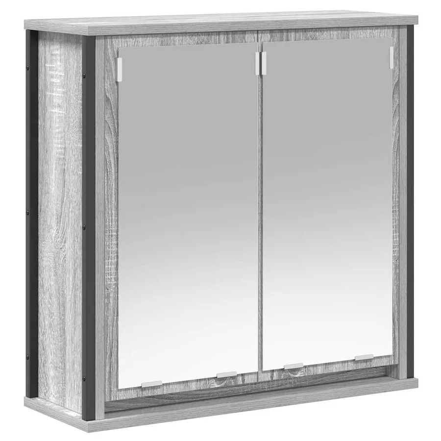 Armoire murale de salle de bain miroir sonoma gris 60x21x60 cm - 2