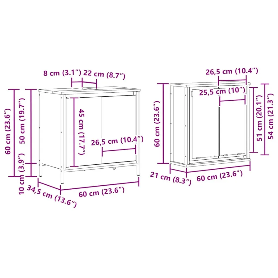 Ensemble de meubles de salle de bain 2 pcs en bois d'ingénierie gris Sonoma - 10