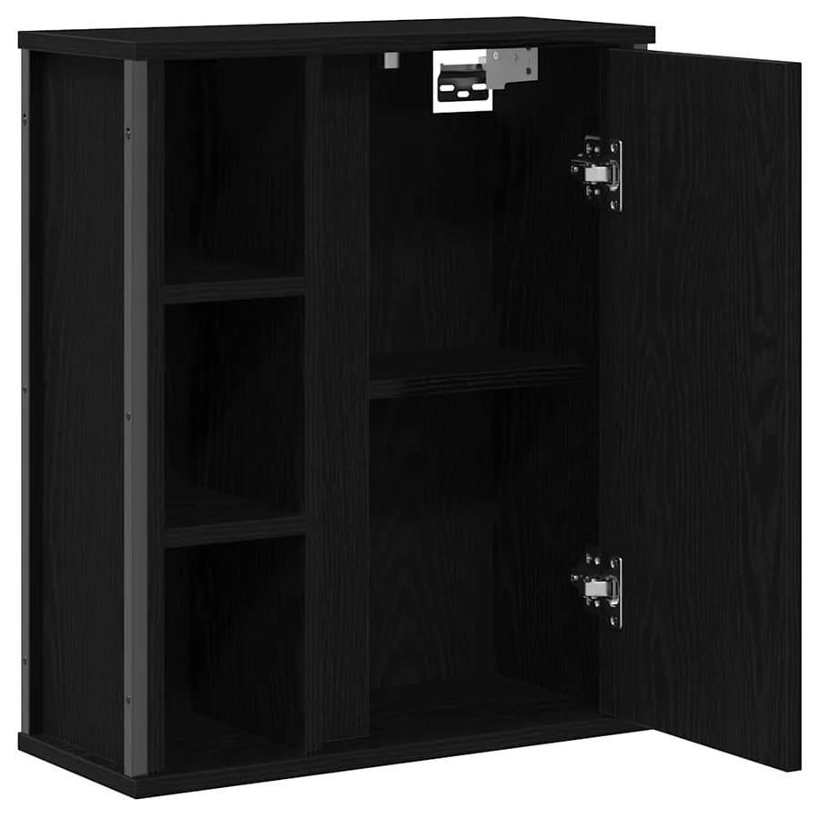Armoire murale de salle de bain miroir chêne noir 50x21x60 cm - 5